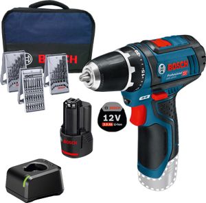 Bosch Akku-Bohrschrauber GSR 12V-15 / 1x 3,0 Ah Akku + Ladegerät inkl. Zubehör im Softbag
