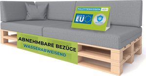 Pillows24 - Vankúše z paliet s odnímateľným poťahom - SADA 6 kusov | Vankúše na pohovku z europaliet 120x80 - Vodoodolné - Vonkajšie/interiérové | Sivé Pillows24 - Vankúše z paliet s odnímateľným poťahom - SADA 6 kusov | Vankúše na pohovku z europaliet 120x80 - Vodoodolné - Vonkajšie/interiérové | Sivé