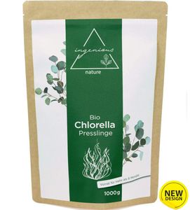 ingenious nature® Chlorella Presslinge - 10 Monats Vorrat - aus reinem Chlorella Pulver - 2000 Presslinge je 500mg.
