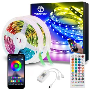 30M (2x15M) Bluetooth LED Strip Smart RGB LED Streifen LED Band Steuerbar via App und Fernbedienung LED-Lichtleisten mit Musikmodus für Zuhause, Schlafzimmer, Küche, Party