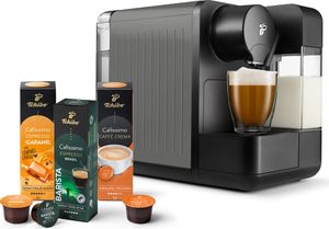Tchibo Cafissimo milk Kaffeemaschine Kapselmaschine inkl. 30 Kapseln für Caffè Crema, Espresso, Kaffee und Milchspezialitäten, Metallic Silver