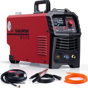 ARCCAPTAIN Schweißgeräte Plasmaschneider: [Große LED-Anzeige] 50 Ampere Plasmaschneider mit IGBT Max. Schneiden 20 mm mit Postflow und 2T/4T