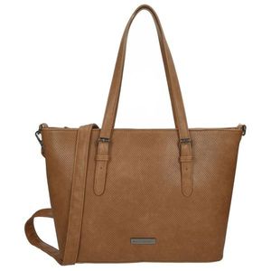 Große Damen Tasche Schultertasche Umhängetasche Crossover Bag Leder Optik Handtasche  Cognac