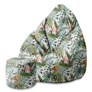 Bean Bag 80x80x120cm Sitzsack mit Lehne und Hocker und Bezug Sitzkissen Boden Chill Sack Bubibag Sitzsack Sitzsack mit Füllung Sitzsack Erwachsene mit Füllung Floral Watercolor