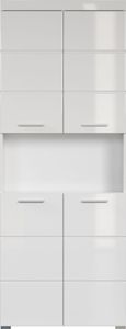 trendteam Bad Hochschrank Amanda Weiß Melamin/Weiß Hochglanz Tiefzieh 73 x 190 x 31 cm