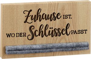 Schlüsselbrett Schlüssel Motiv `Zuhause ist, wo der Schlüssel passt`  ca.24x14cm aus Holz / Filz Schlüsselboard Schlüsselhalter Schlüsselleiste