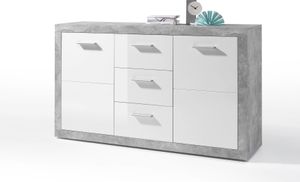 STONE Sideboard A Anrichte Kommode Wohnzimmerschrank Wohnzimmer Weiß / Beton