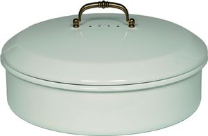 Riess Brotdose mit Deckel Ø36cm Messinggriff Emaille Classic Weiss