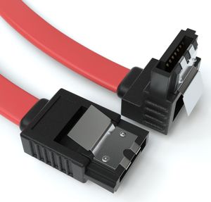 0,5m SATA-3 Kabel Rot | S-ATA 6 Gb/s High Speed SSD HDD 90° Winkel Datenkabel