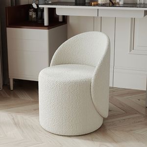 360Home Kosmetik  Hocker Stuhl mit Rückenlehne aus Stoff Nicht drehbar weiß