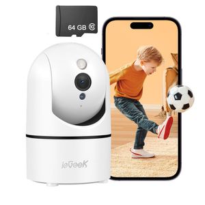 ieGeek Überwachungskamera Innen - 1080P Babyphone mit Kamera, 360 Grad WLAN Indoor Hundekamera mit APP, Bewegungserkennung, Nachtsicht, Alexa