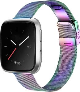 SYSTEM-S Armband Milanaise aus Metall für Fitbit Versa 3 2 Sense Smartwatch in Bunt