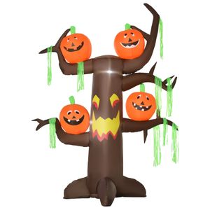 HOMCOM Aufblasbarer Spukbaum Kürbis Halloween Deko Figur Luftfigur mit LED Beleuchtung, Polyester, 180x80x240cm