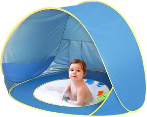 Strandmuschel Baby Strandzelt Pop-Up Baby Strandzelt mit abnehmbarem Pool UV-beständige Markise, geeignet für 1-2 Kleinkinder