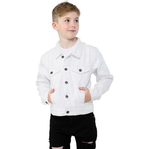 Kinder Jungen Jacke Denim Stil Stilvoll Mode Trendig Weiß Mantel 140