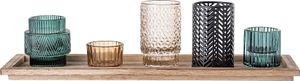 Sanga Tablett mit Teelichthaltern, Blue, Glas