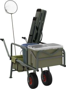 Angelwagen Grün mit 2 Rädern Pulverbeschichteter Stahl