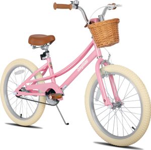 JOYSTAR 12/14/16/18/20 Mädchenfahrrad für 2-13 Jahre alte Kinder, 12" 14" 16" Kinderfahrrad mit Stützrädern & Korb, 20 Zoll mit Ständer, Rosa