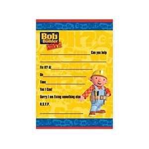 Staviteľ Bob - s potlačou - Pozvánky 12-balenie SG26847 (jedna veľkosť) (žltá/modrá)