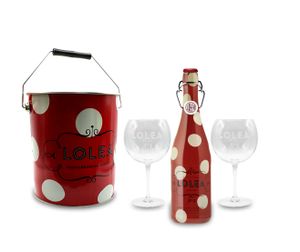 Lolea Set - Kühler mit Henkel + 2 Ballongläser + Lolea Sangria N°1 ROT 0,75L (7% Vol) Rotwein Sangria Cabernet Sauvignon, Tempranillo Trauben- [Enthält Sulfite]
