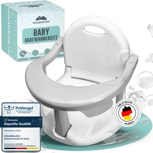 WOLKENGLÜCK® Badewannensitz Baby ab 6 Monate - ergonomischer Anti-Rusch-Badesitz mit starken Saugnäpfen für Dusche oder Badewanne [belastbar bis 20 kg]