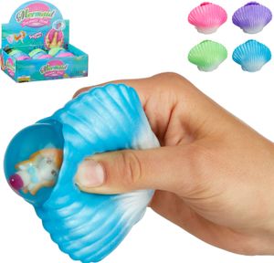 Quetschmuschel mit Meerjungfrau Muschel Anti Stress Wasser Glitzer Füllung Knet Squeeze Ball