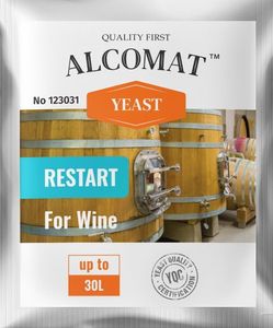 Weinhefe für die Wiederaufnahme der Gärung ALCOMAT Restart Yeast | Alkohol Hefe | auf 25 bis 30 Liter | Alkoholverträglichkeit: bis 18%, 1 Stück