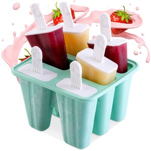 AVANA Eisformen aus Silikon 6 Stück Eis am Stiel Formen Wiederverwendbar Wassereis Eiscreme Halter Eislutscher für Kinder und Erwachsene BPA Frei - Türkis