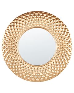 BELIANI Wandspiegel Gold Glas und Metall ⌀ 60 cm Rund mit Breitem Rahmen Modern Glamourös Wohnaccessoire Wohnzimmer Schlafzimmer Wohnbereich Bad Deko