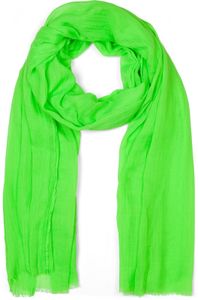 styleBREAKER Damen Schal Einfarbig mit kurzen Fransen an den Enden, Leichtes großes transparentes Tuch Uni 01016223, Farbe:Neongrün