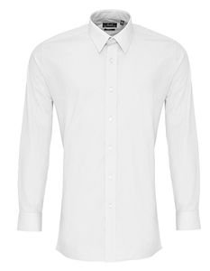 Premier Workwear Herren langarm Fitted Poplin Shirt Hemd PR204 white 44,5 (17H)