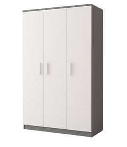 Drehtürenschrank Kleiderschrank Schrank GRAU/WEISS 120CM GRIFFE WEISS - JONAS 19