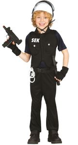 S.W.A.T. Polizist - Kostüm für Kinder Gr. 98 - 146, Größe:128/134
