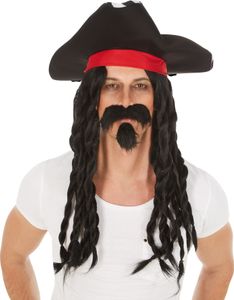 Perücke Kapitän Jack - schwarz