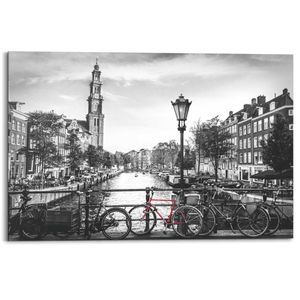 Wandbild Deco Panel Die Grachten von Amsterdam Stadt - Die Niederlande - Brücke - Fahrrad