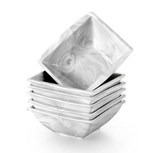 MALACASA, Serie Blance, 6-tlg Schalen Set Marmor Porzellan Müslischale Salatschüssel Schüssel Schale Schälchen