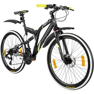 Galano Volt DS Mountainbike Fully ab 160 cm Jugendfahrrad 26 Zoll Fahrrad 21 Gang MTB für Jungen und Mädchen Jugendrad, Farbe:schwarz/grün