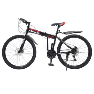 26 Zoll   Mountainbike MTB Gefaltetes Fahrrad Rennrad Citybike für Damen & Herren mit 21 Gang & Scheibenbremse Fahrrad  Balck/Rot Hochkohlenstoffstahl