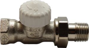 Heimeier Th.-Vtl.-Untert. V-exact II Rp 1/2, Durchgang, Rotguss vernickelt 3712-02.000