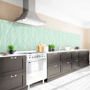 Küchenrückwand Spritzschutz Selbstklebend, Motiv Botanical Line Art, Folie Premium Matt, Größe 150 x 50 cm