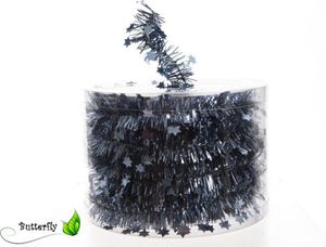 Weihnachtsgirlande Lametta mit Sternen 3cm x 7m - Jeansblau