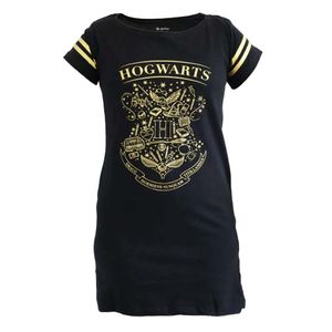 Harry Potter Hogwarts Damen kurzarm Schlafshirt – Schwarz / M