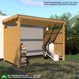 Zubehör für Unterstand, Überdachung 3x2 m mit 2-seitigem Wetterschutz, Selbstbausatz - ohne Holz
