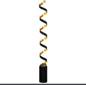 LED Stehleuchte Helix aus Metall in Schwarz/Gold,m. An-/Ausschalter am Kabel