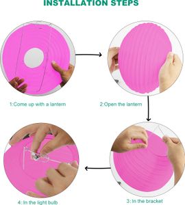 10 Stuecke Papier Laterne Lampions 10" (25 cm) Rosa Rot, rund Lampenschirm Dekoration Papierlaterne fuer Hochzeit Geburtstag Party Garten