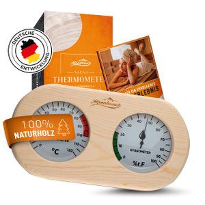 ALPENHAUCH Sauna Thermometer Hygrometer Holz [2in1 Funktion] - Besonders präzises Saunathermometer -