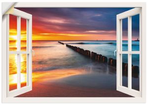 TTstudio: Fensterblick - Ostsee mit schönem Sonnenaufgang am polnischen Strand, Produkt:Vinylfolie, Größe (HxB):50x70 cm / Vinyl