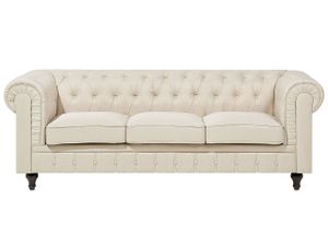 BELIANI Sofa Beige Samtstoff 3-Sitzer Chesterfield Stil Glamourös Wohnzimmer
