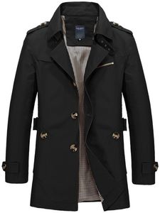 Herren Trenchcoats Langarm Mäntel Winter Warm Jacket Business Lässige Outwee Modetrends Schwarz,Größe EU L