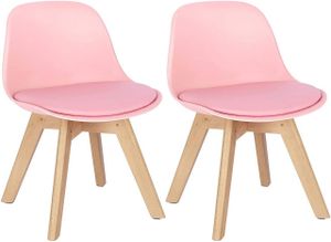 WOLTU 2er-Set Kinderstühle mit Holzbeinen, Stuhl für Kinder, Sitzhöhe 33 cm, stabile Kinder Stühle mit Rückenlehne für Kinderzimmer, Rosa